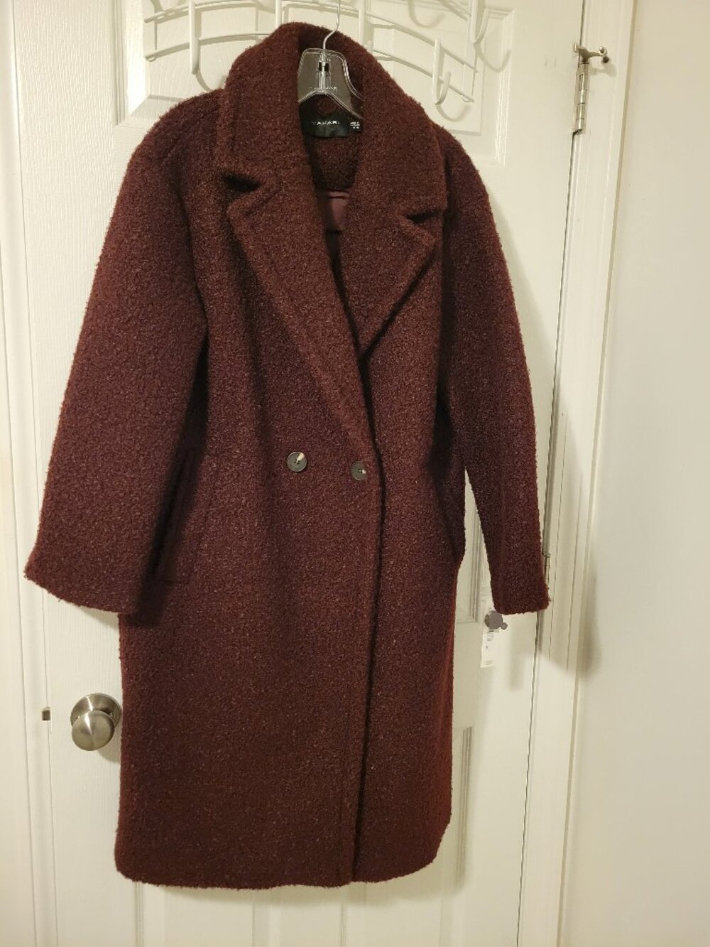 NWT Tahari Ivy Merlot Boucle Double Breasted Coat Jacket M